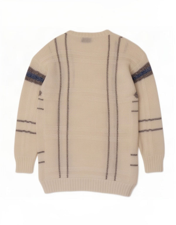 POP 84 Pull col bateau pour femme UK 10 Petit blanc rayé