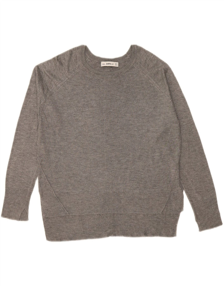 ZARA Womens Oversized Boat Neck Jumper Sweater UK 10 Small Grey Vintage Zara and Second-Hand Zara from Messina Hembry 
