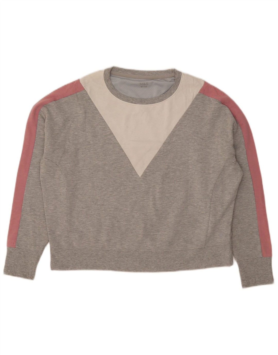 Marks & Spencer Sweat-shirt court pour femme UK 12 Gris moyen Colourblock