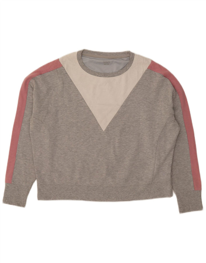 Marks & Spencer Sweat-shirt court pour femme UK 12 Gris moyen Colourblock