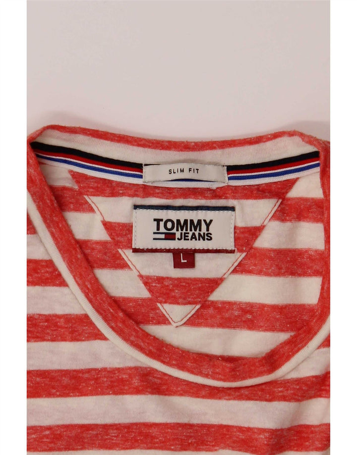 Tommy Jeans T-shirt slim fit pour homme en polyester à rayures rouges