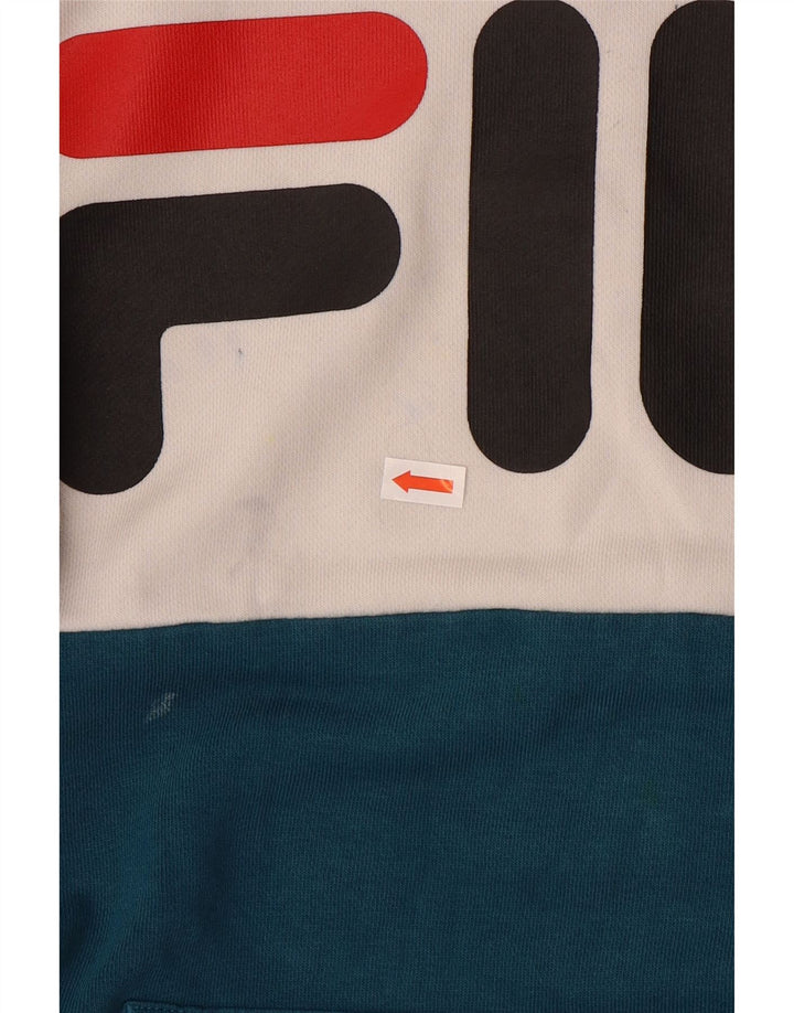 Fila Pull à capuche pour homme en coton multicolore color block Small