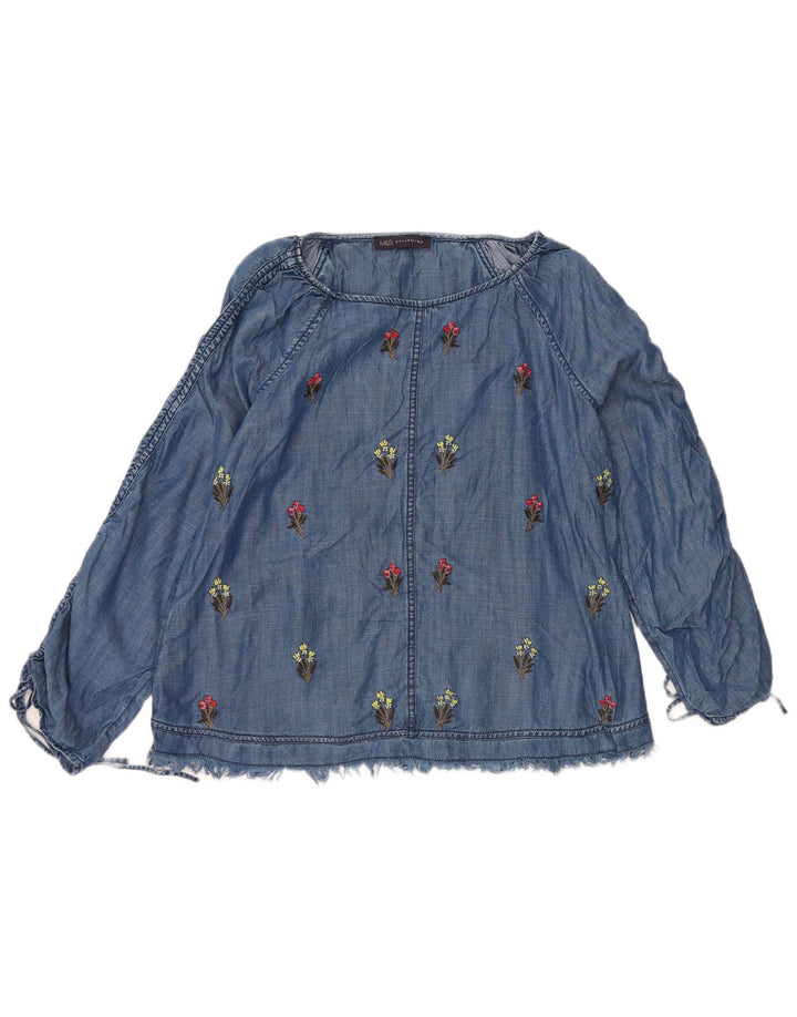 Marks & Spencer Chemisier à manches longues pour femme UK 44 Bleu moyen floral