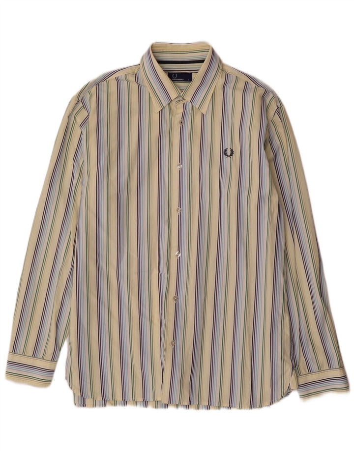 Fred Perry Chemise homme grand coton à fines rayures jaune