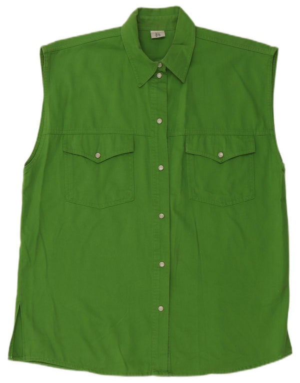 vintage Femme Chemise surdimensionnée sans manches EU 40 Coton vert moyen