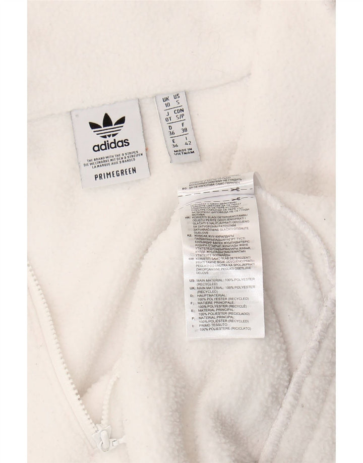 Adidas Pull surdimensionné en polaire à col zippé pour femme UK 10 Petit Polyester Blanc