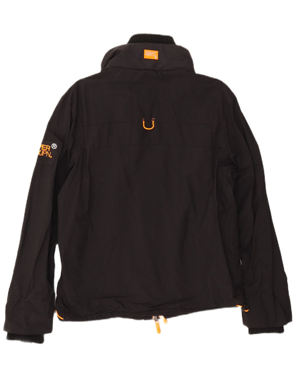 SUPERDRY Veste coupe-vent pour femme UK 16 Large Noir Nylon