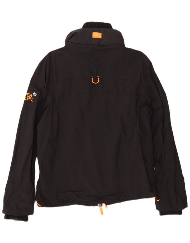 SUPERDRY Veste coupe-vent pour femme UK 16 Large Noir Nylon