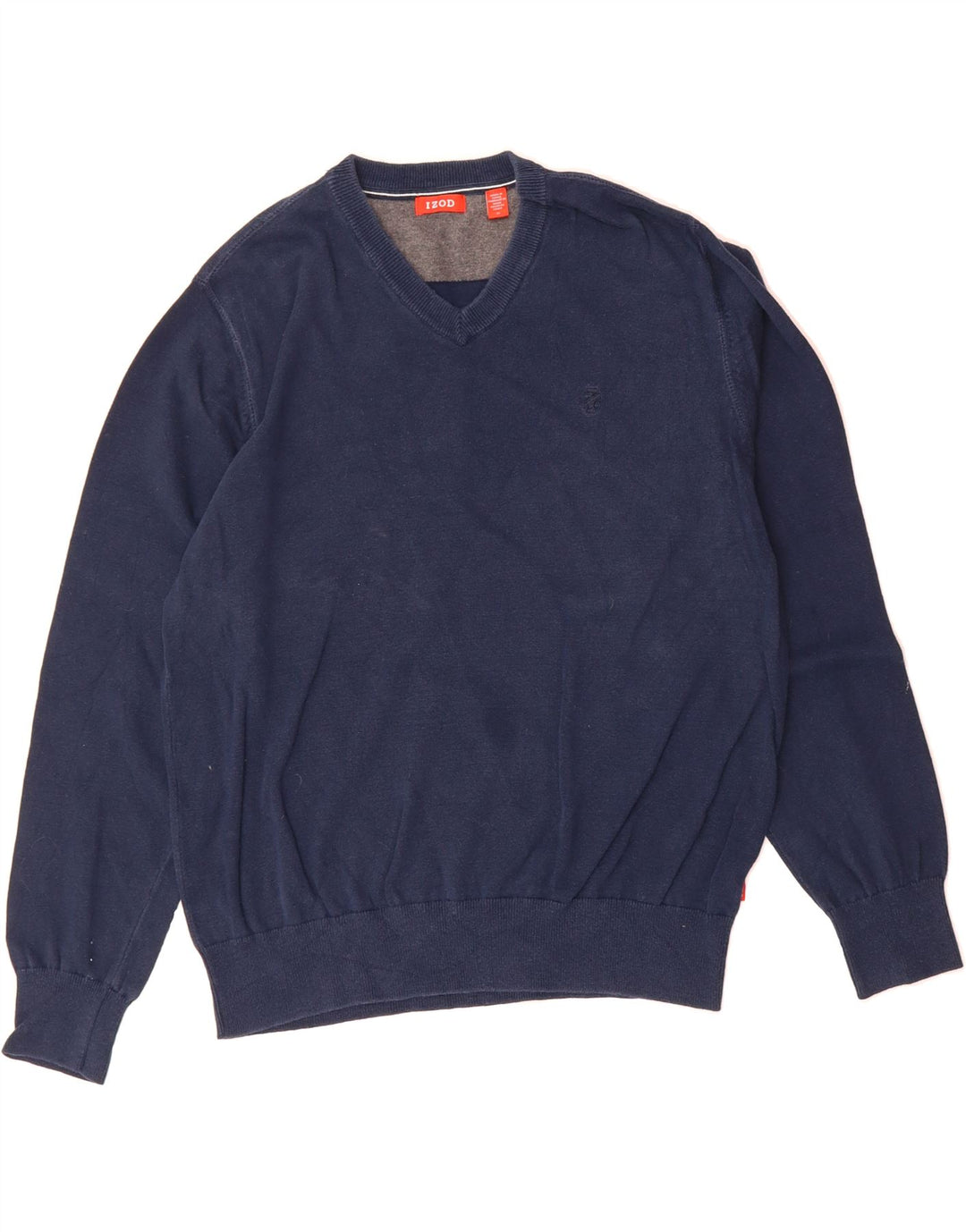IZOD Mens V-Neck Jumper Sweater Medium Navy Blue Cotton Vintage Izod and Second-Hand Izod from Messina Hembry 
