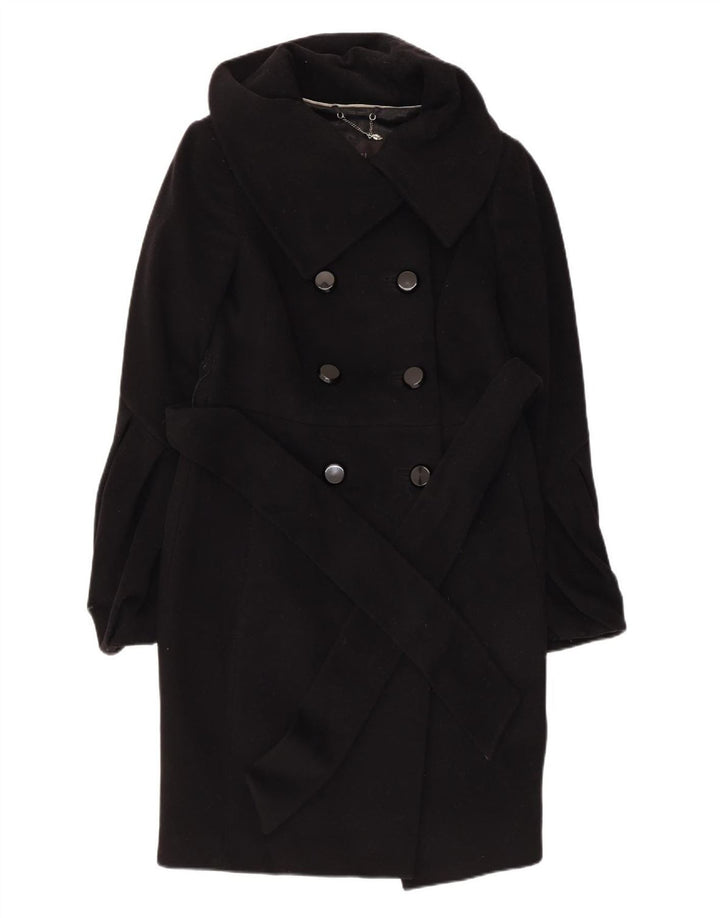 COAST Manteau double boutonnage pour femme UK 10 Petite laine noire