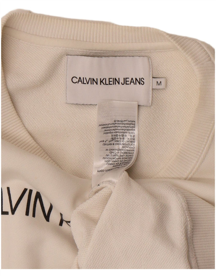 Calvin Klein Jeans Sweat-shirt graphique pour femme UK 14 Blanc moyen