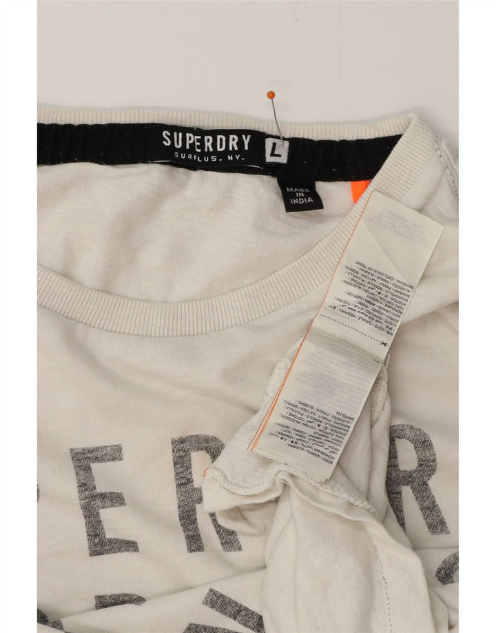 SUPERDRY Haut graphique à manches longues pour hommes, grand coton blanc