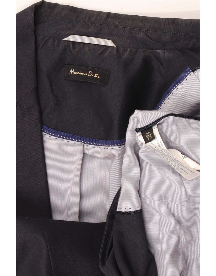 Massimo Dutti Veste Blazer 1 Bouton Femme EU 38 Petit Bleu Marine Coton