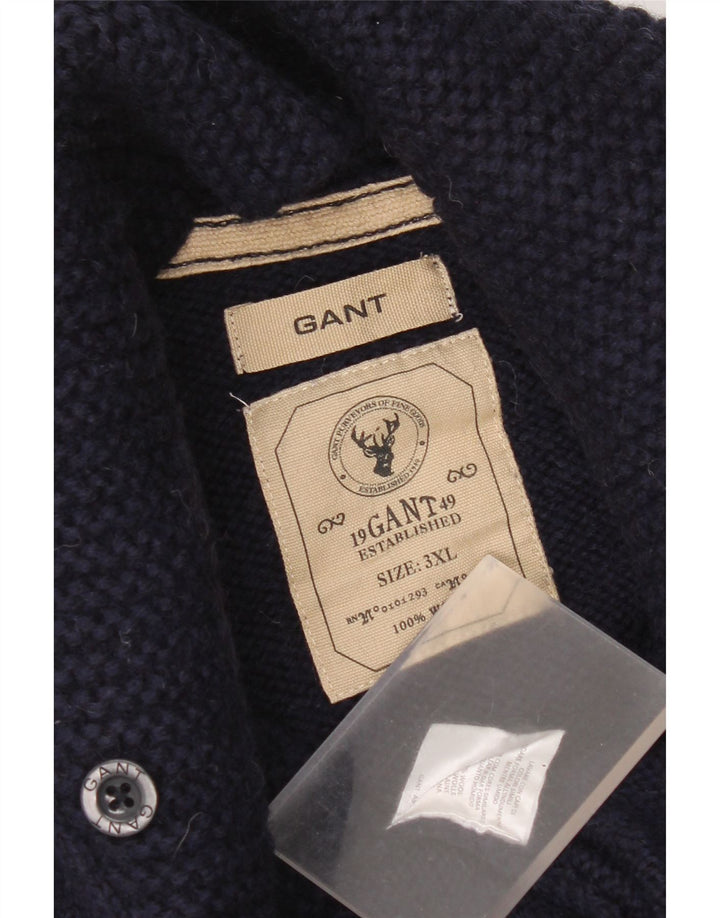 Gant Homme Col Châle Pull Pull 3XL Bleu Marine Laine