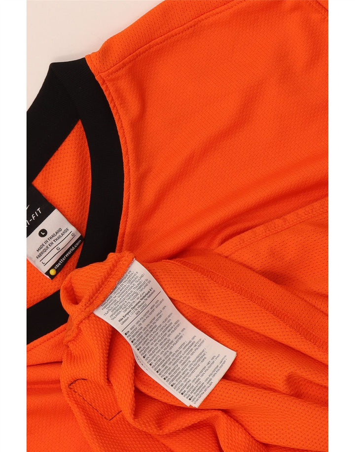 Nike Haut Dri Fit à manches longues pour homme en polyester color block orange Taille L