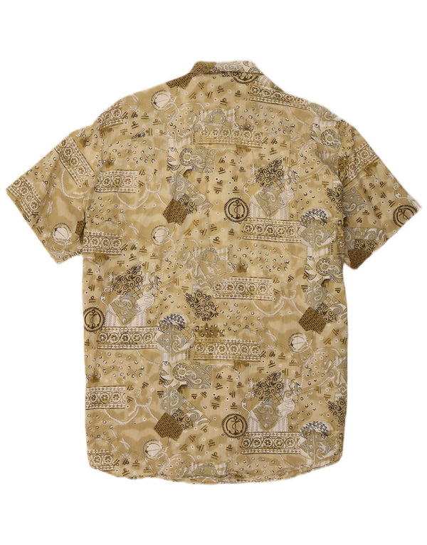De Pietri Chemise graphique à manches courtes pour hommes IT 52 Large Kaki Paisley Cotton