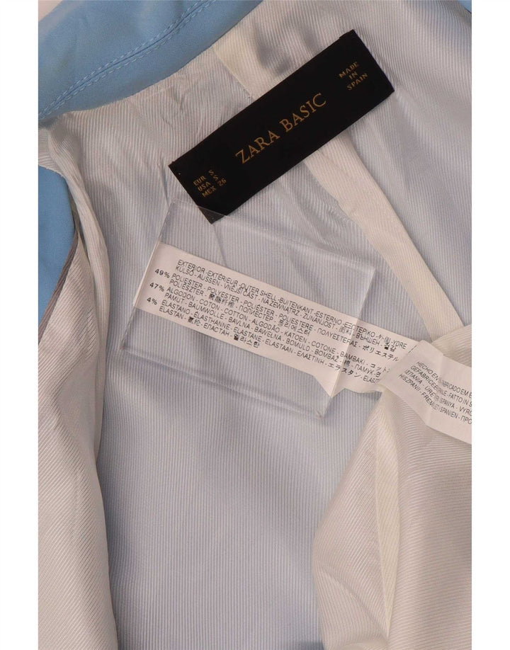 Zara Femme 1 Bouton Blazer Veste UK 10 Petit Bleu Polyester