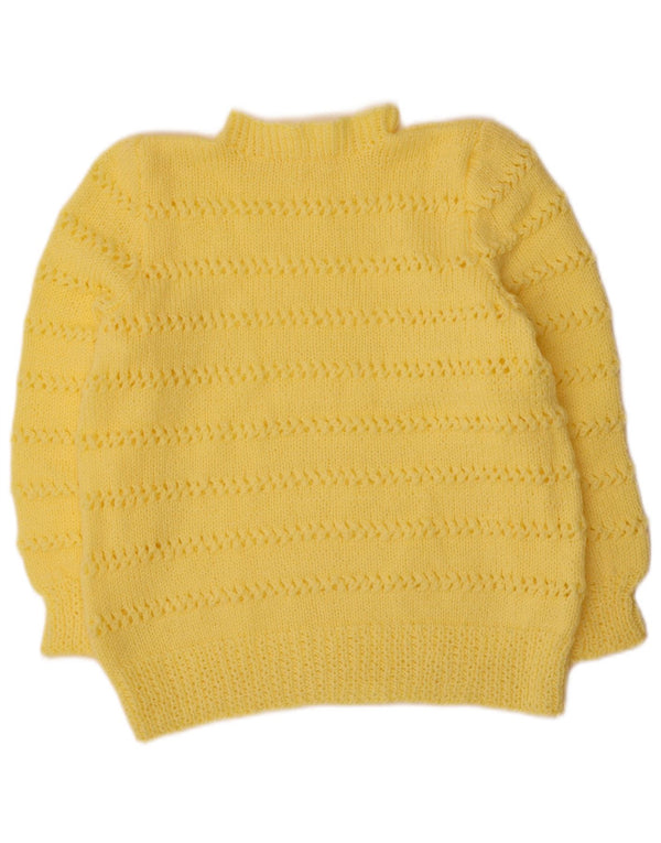 vintage Womens Turtle Neck Jumper Pull UK 14 Grand Jaune
