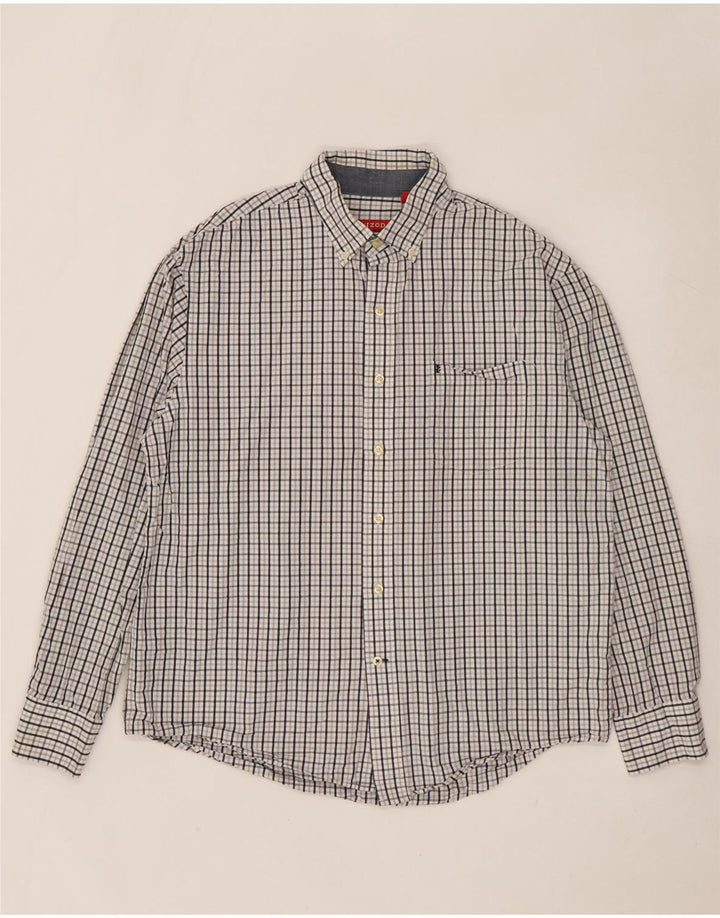 Izod Chemise Homme Grand Carreau Blanc Coton