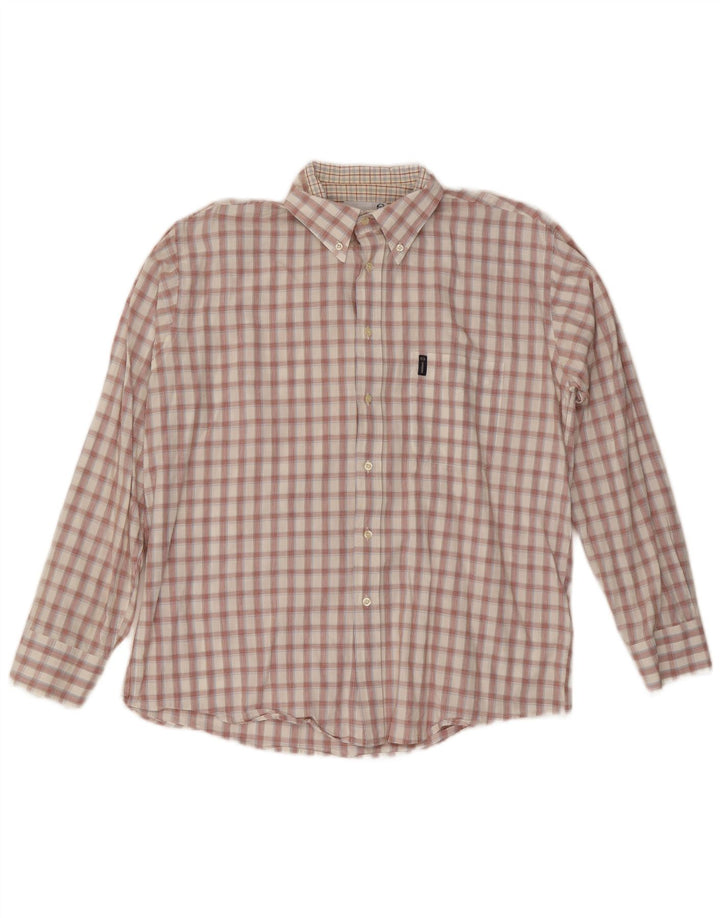 Sergio Tacchini Chemise Homme Grand Carreaux Blanc Cassé Coton