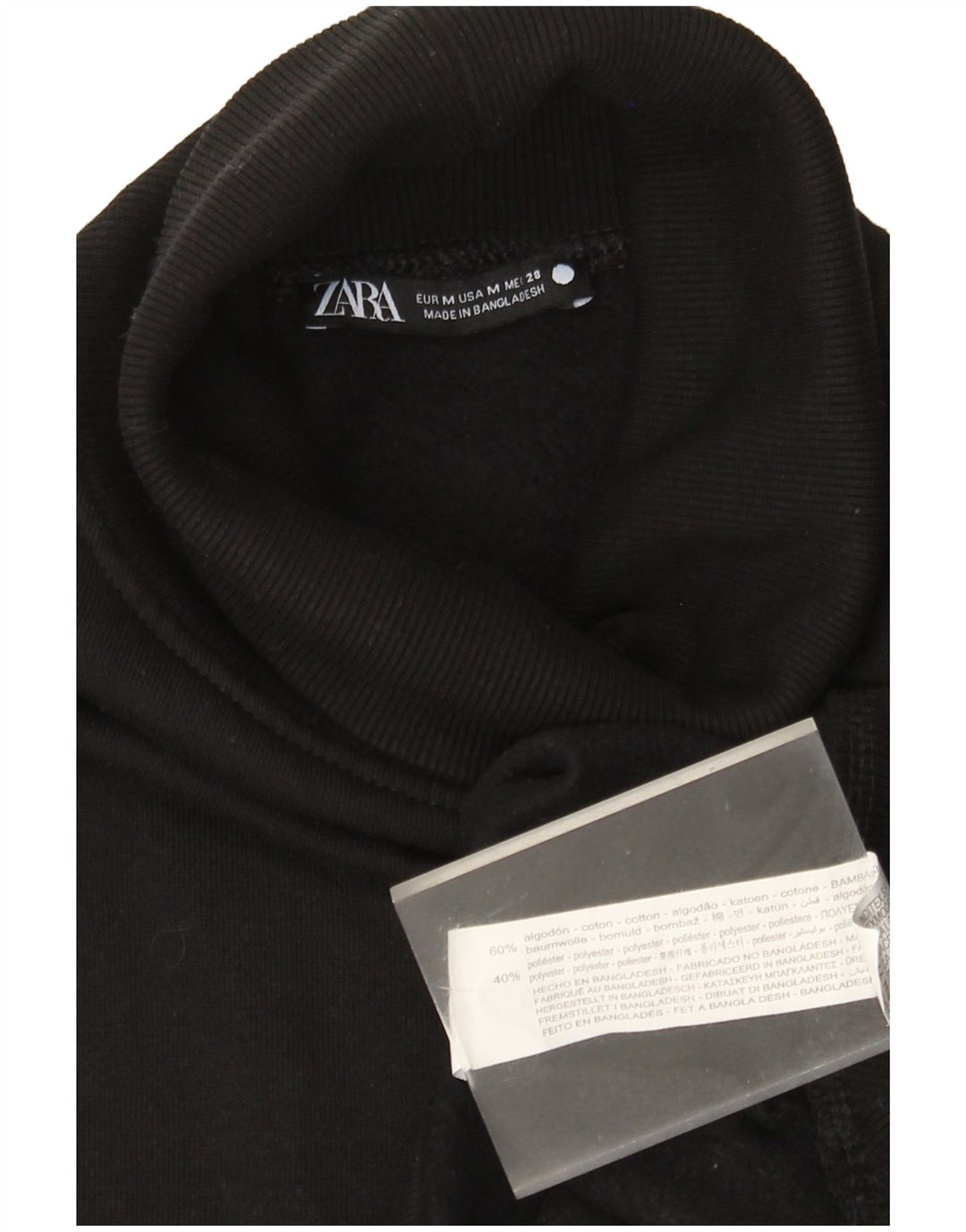 Zara Pull col roulé pour femme UK 14 en coton noir moyen