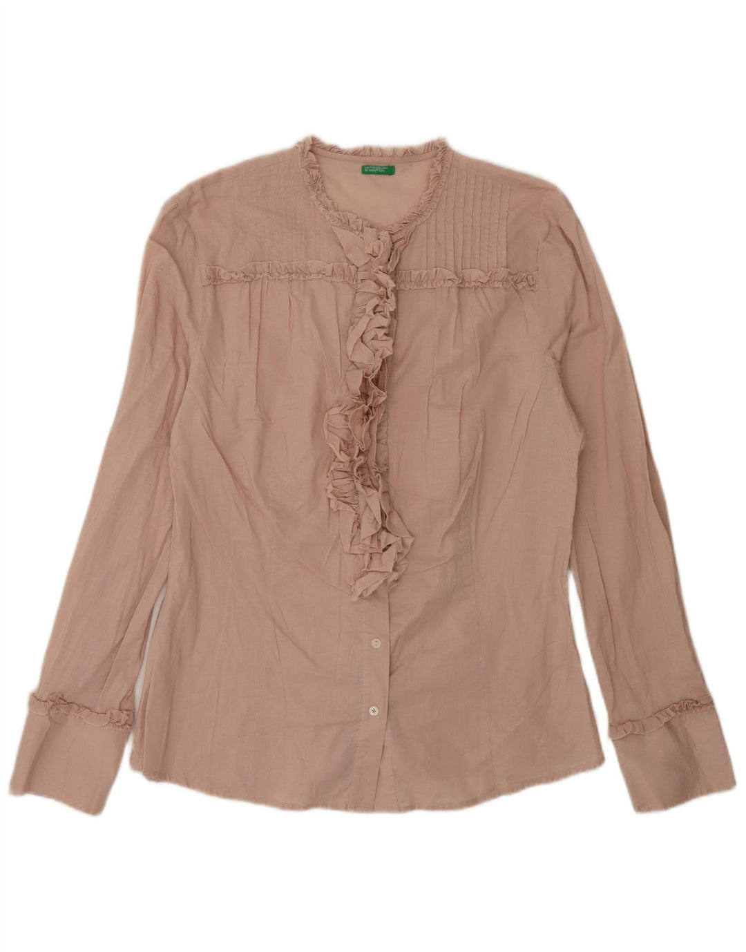 Benetton Chemisier à volants sur le devant pour femme UK 14 Large Rose