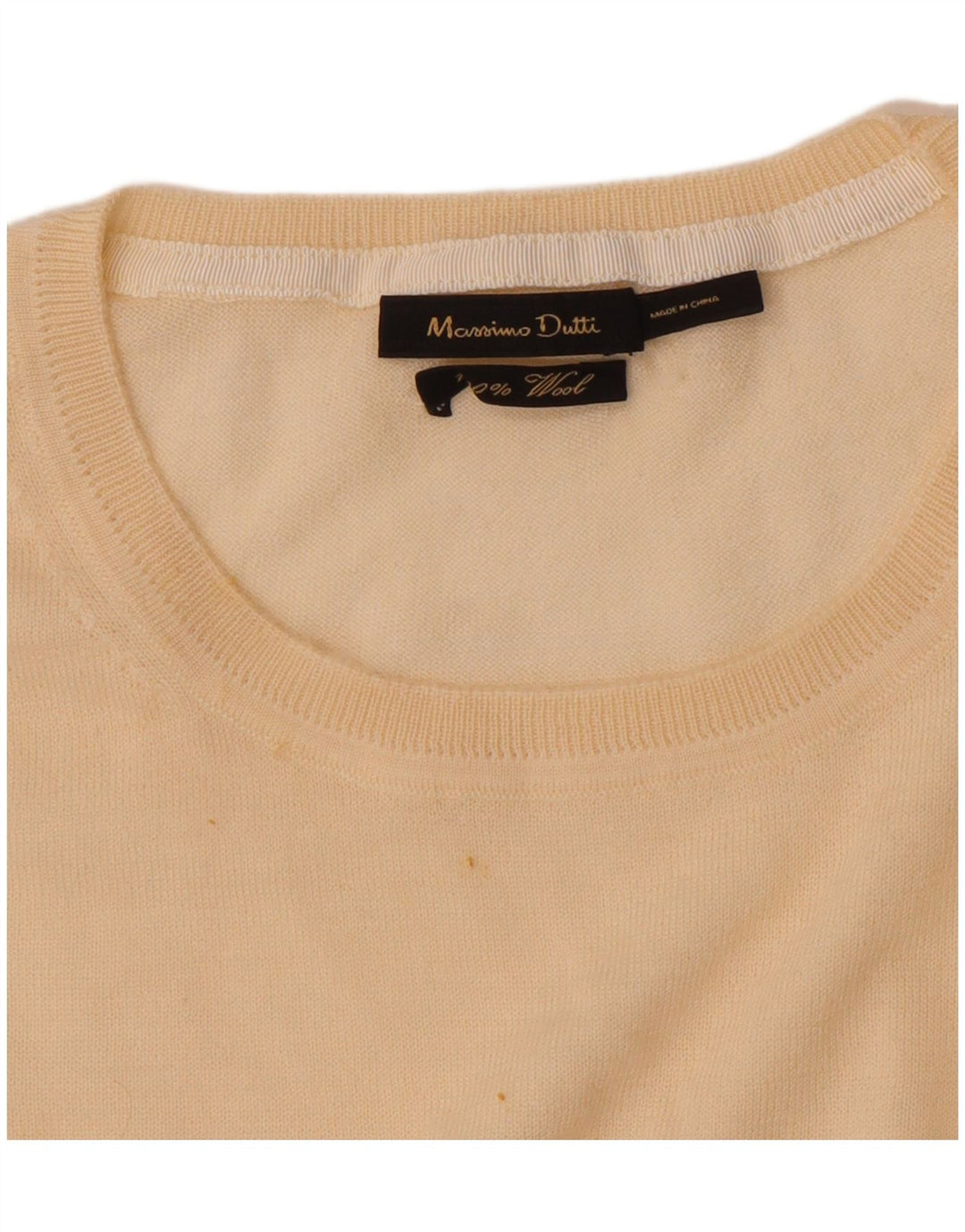 Massimo Dutti Pull à col rond pour femme UK 12 Laine beige moyen
