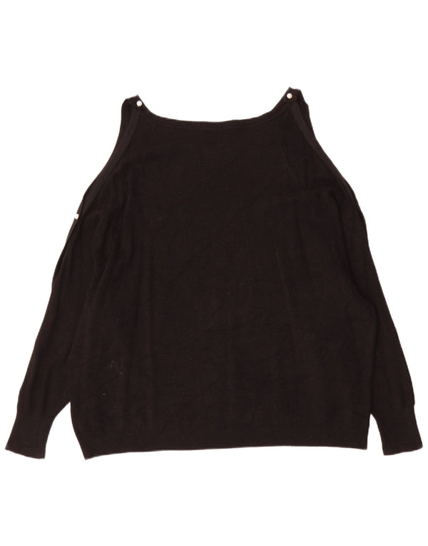 Zara Pull à col bateau et épaules dénudées pour femme UK 16 Large Noir