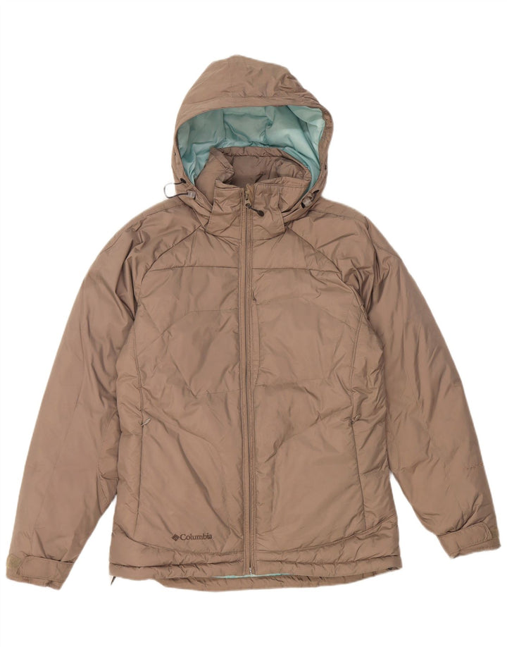 COLUMBIA Veste matelassée à capuche surdimensionnée pour femme UK 10 Petit nylon gris