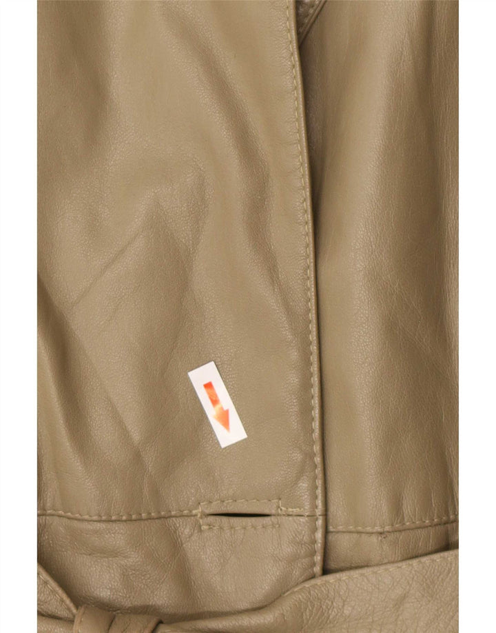 veste en cuir femme vintage UK 16 Grand Kaki