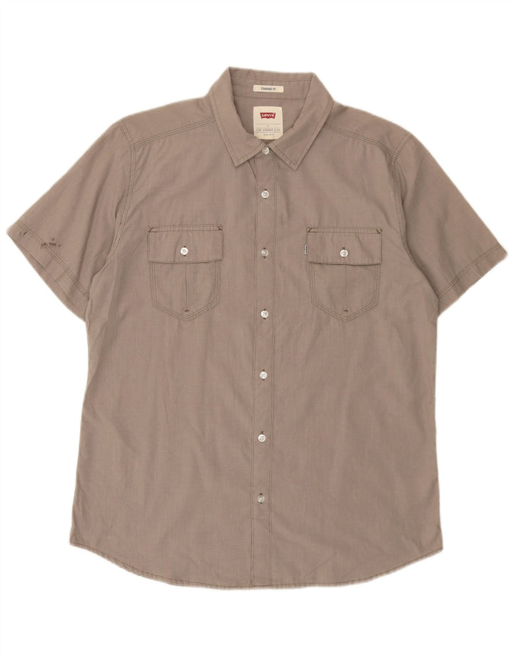 Levi's Chemise à Manches Courtes Homme Coupe Standard Large Gris Coton