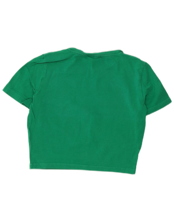 Zara Womens Crop T-Shirt Top UK 12 Vert Moyen