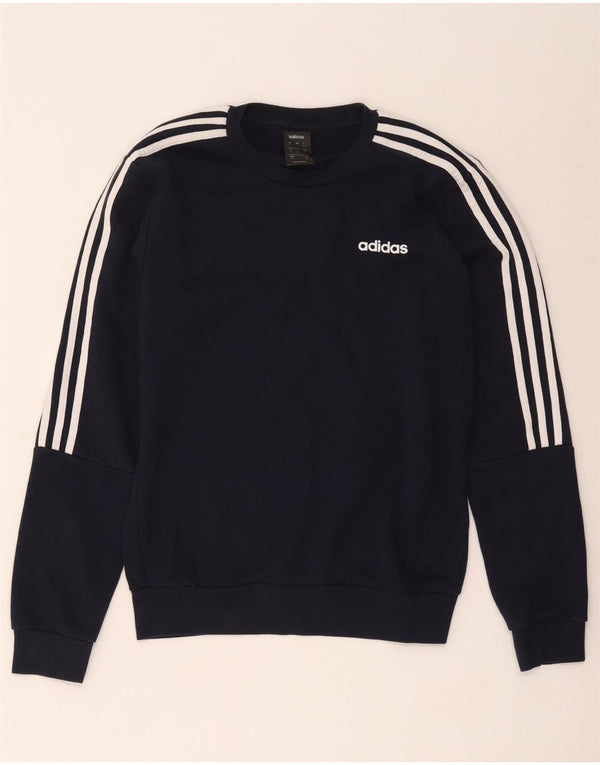 Adidas Mens Sweatshirt Jumper Petit Bleu Marine Coton