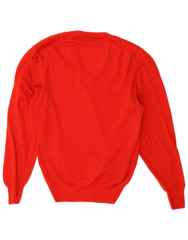 vintage Homme Col V Pull Pull IT 50 Cachemire Rouge Moyen