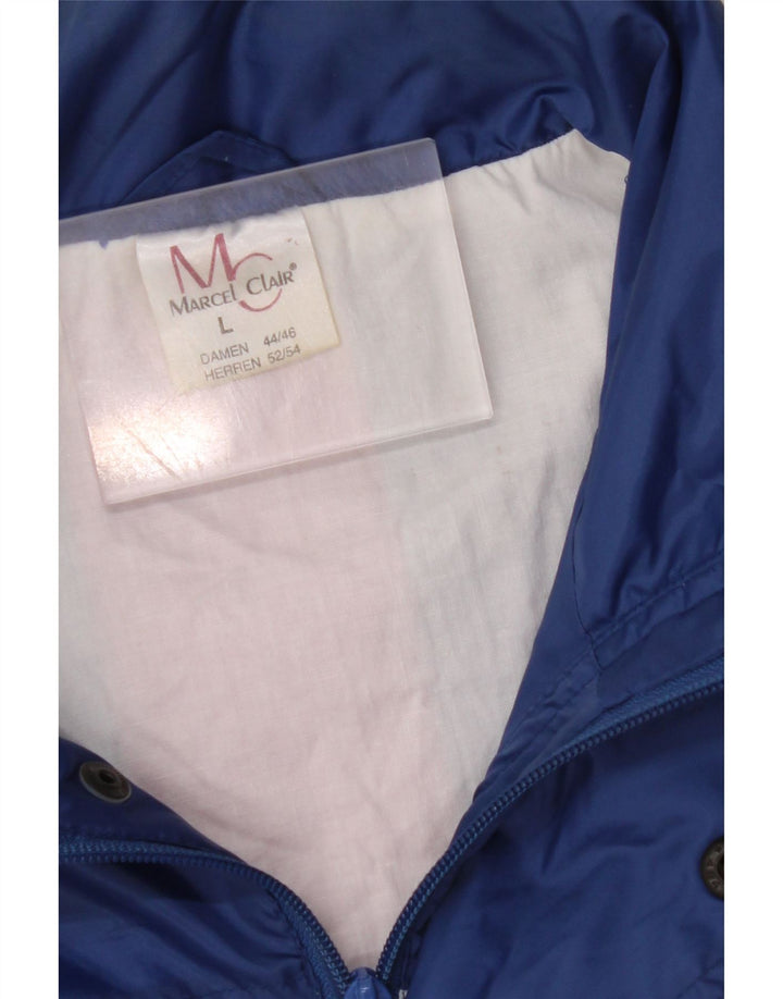 MARCEL CLAIR Veste de pluie à capuche pour homme UK 40 Large Bleu Colorblock