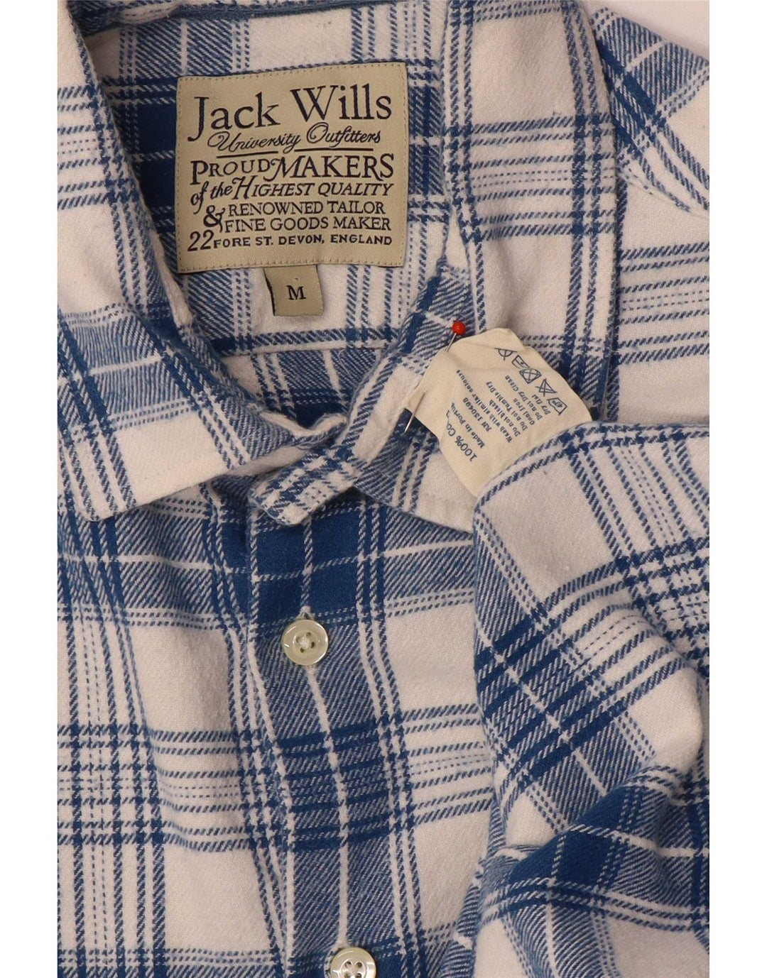 Jack Wills Chemise en flanelle pour homme en coton à carreaux bleu moyen