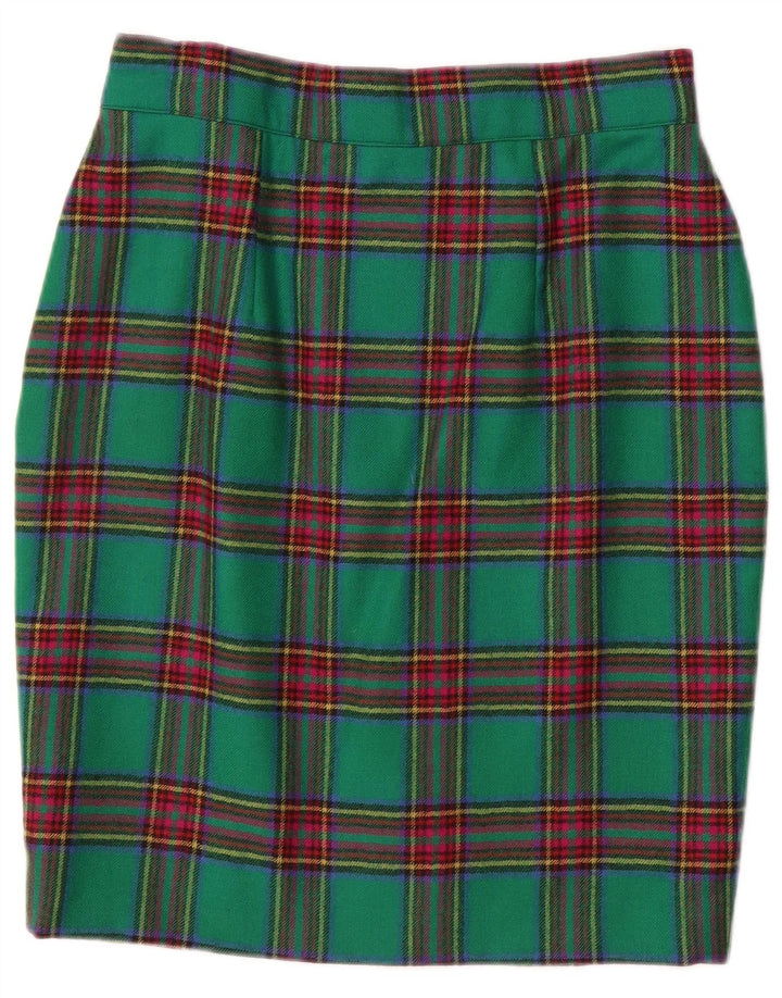 jupe crayon femme vintage W28 Plaid vert moyen