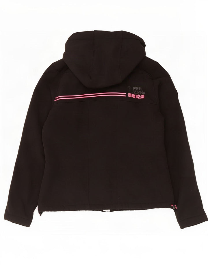 Superdry Veste coupe-vent à capuche pour femme UK 12 Medium Noir