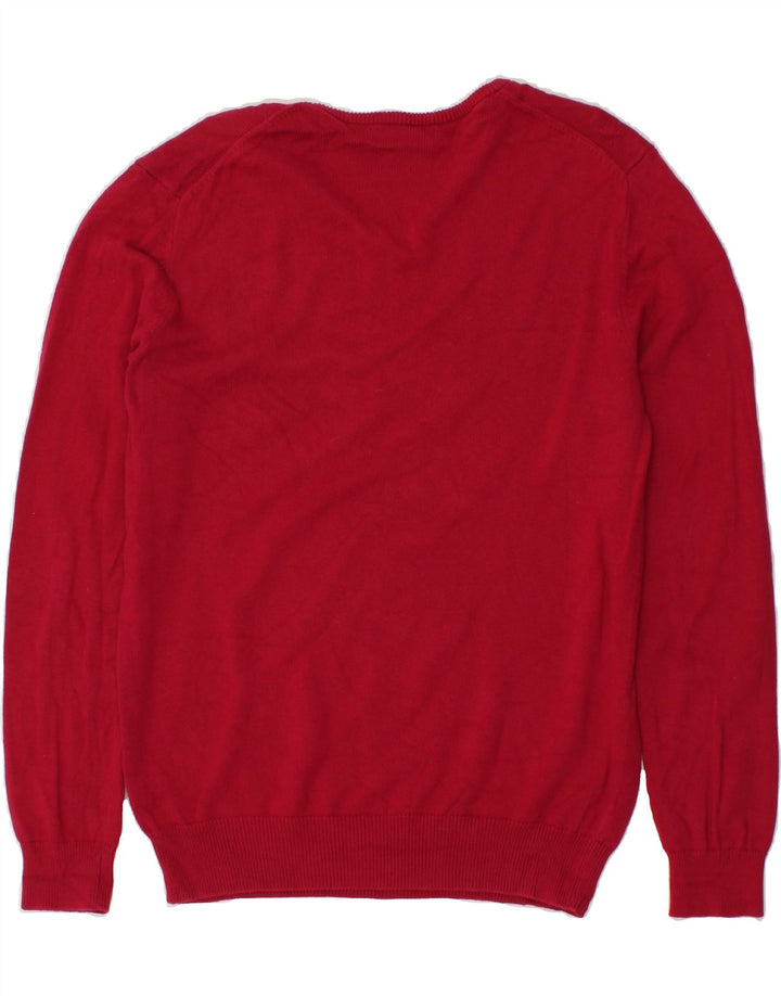 CREW CLOTHING Mens V-Neck Jumper Sweater Medium Red Cotton Vintage Crew Clothing and Second-Hand Crew Clothing from Messina Hembry 