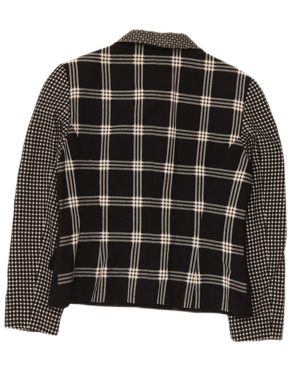 GENNY Veste blazer à 6 boutons pour femme UK 14 Noir moyen patchwork