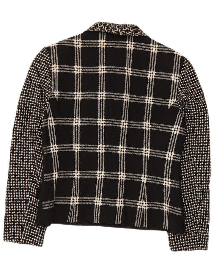 GENNY Veste blazer à 6 boutons pour femme UK 14 Noir moyen patchwork