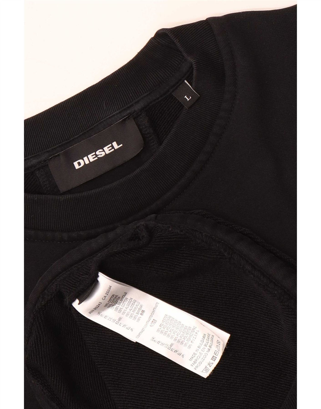 Diesel Sweat-shirt pour homme en coton rayé noir Large