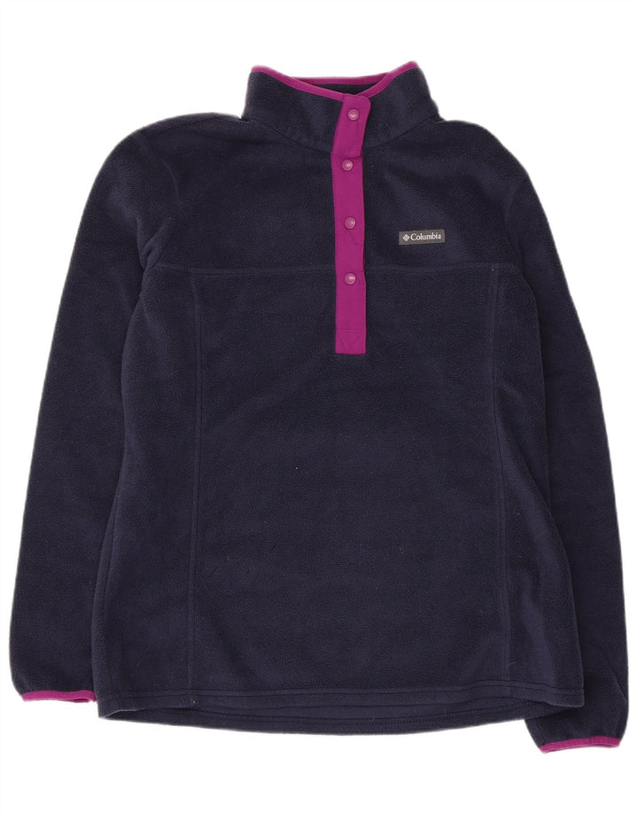 Columbia Pull polaire à col boutonné pour femme UK 16 Large Bleu marine Polyester