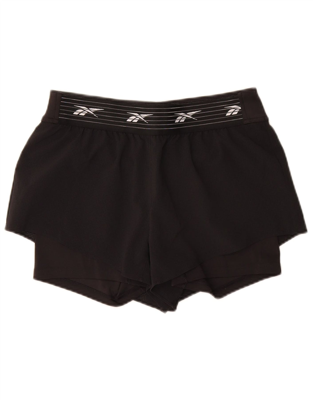 Reebok Short de sport graphique pour femme UK 12/14 Noir moyen Polyester