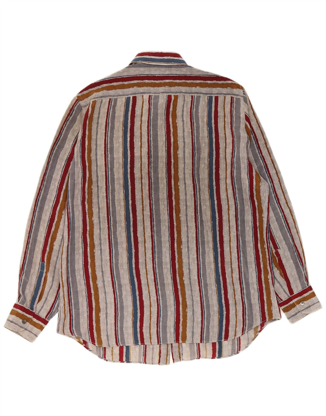 vintage Chemise Homme Taille 42 Grande Soie Rayée Multicolore