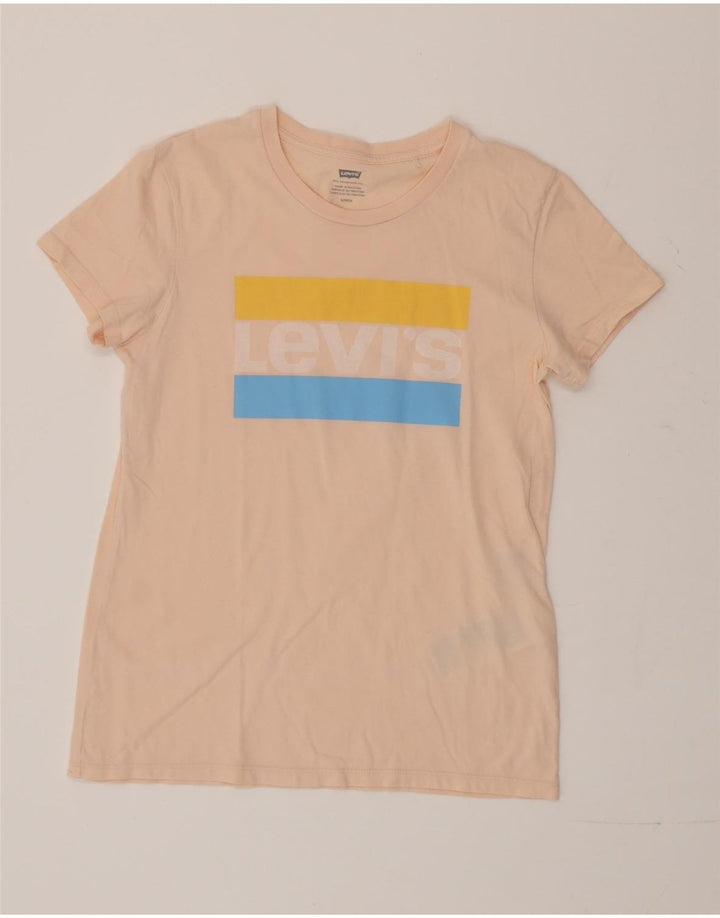 Levi's T-Shirt Graphique Femme UK 10 Petit Rose Coton
