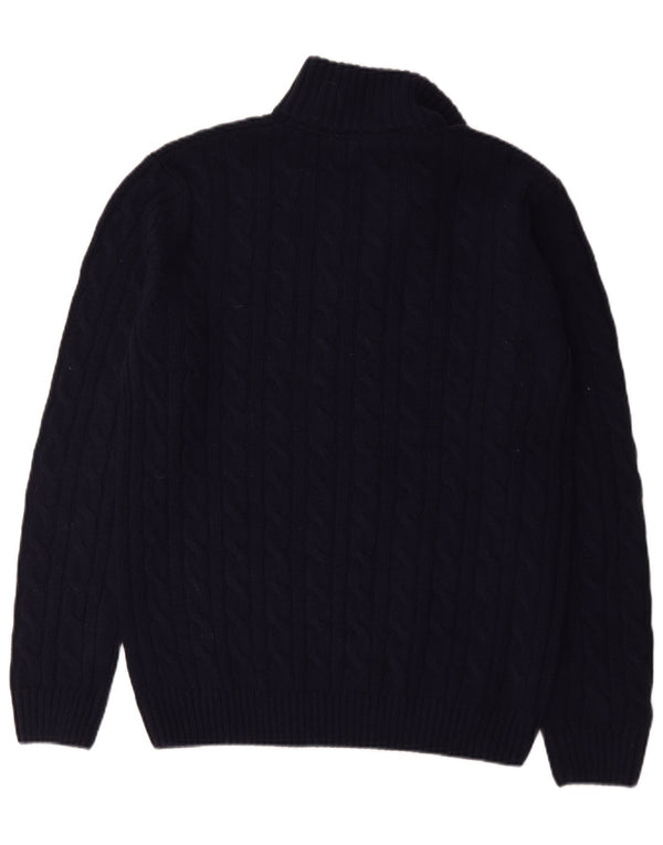 Pull Boden Homme Col Zippé Laine Bleu Marine Moyen