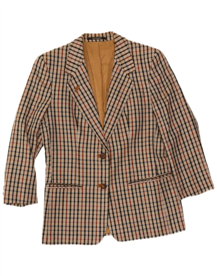 DAKS Veste blazer à 2 boutons pour femme UK 14 Beige moyen à carreaux