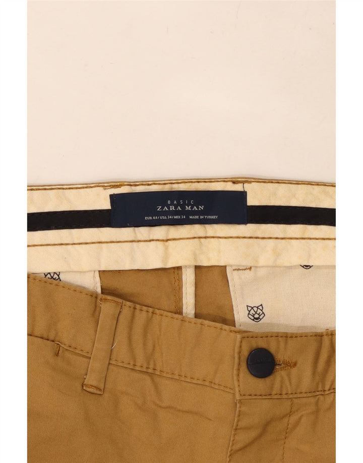 ZARA Pantalon Chino Droit Homme EU 44 Large W34 L32 Beige