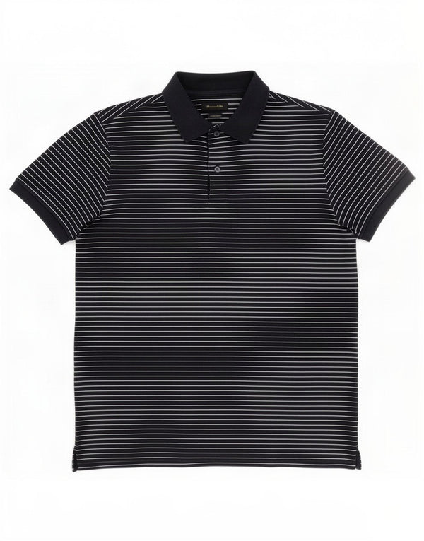 Massimo Dutti Polo Homme Coupe Regular Grand Coton Rayé Bleu Marine